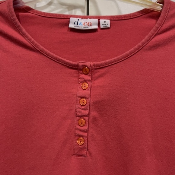 D & Co Denim & Co Sz 1X Terracotta Top - Picture 3 of 5